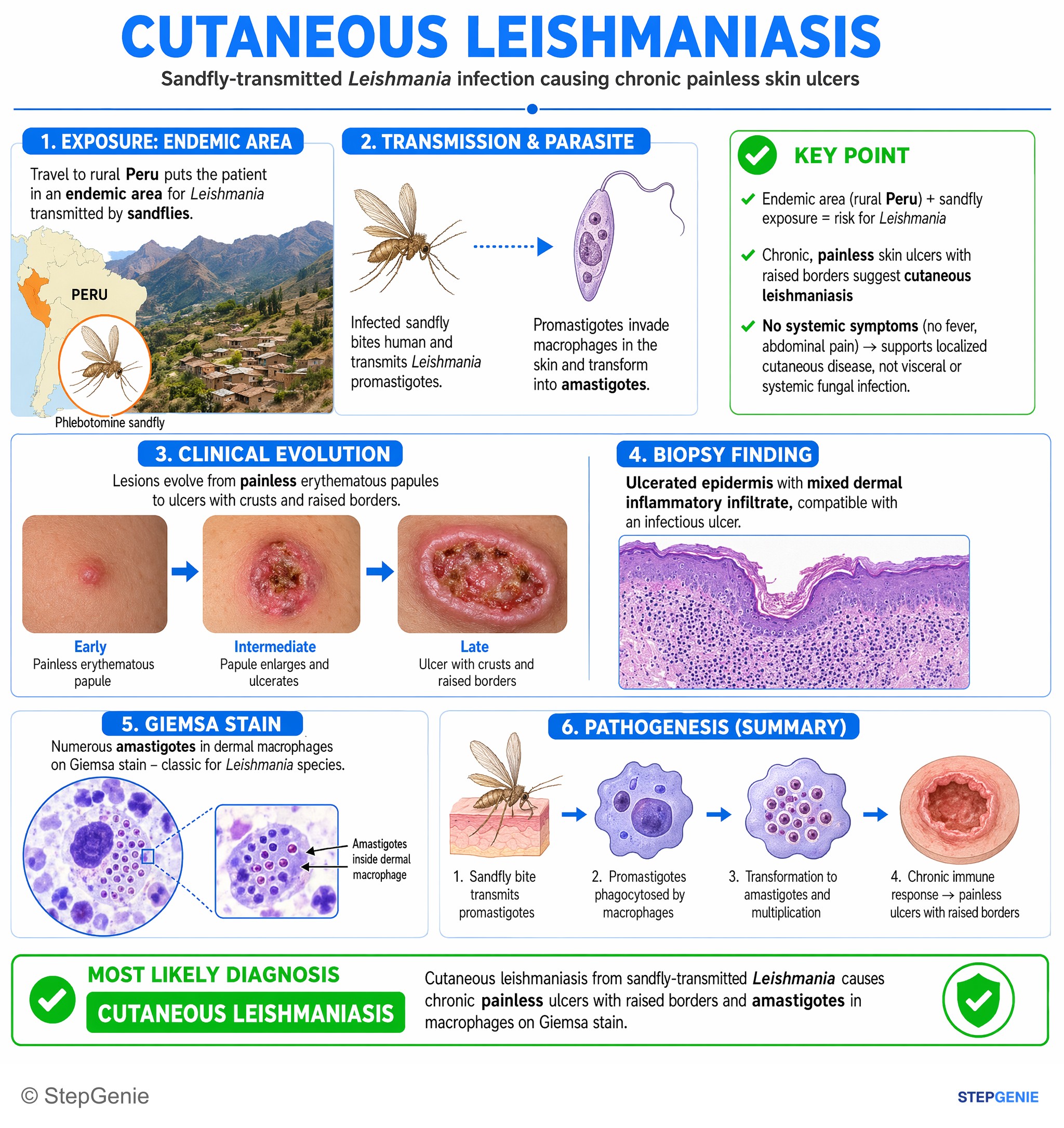 Parasitic and helminthic infections — StepGenie USMLE Step 2 explanation infographic