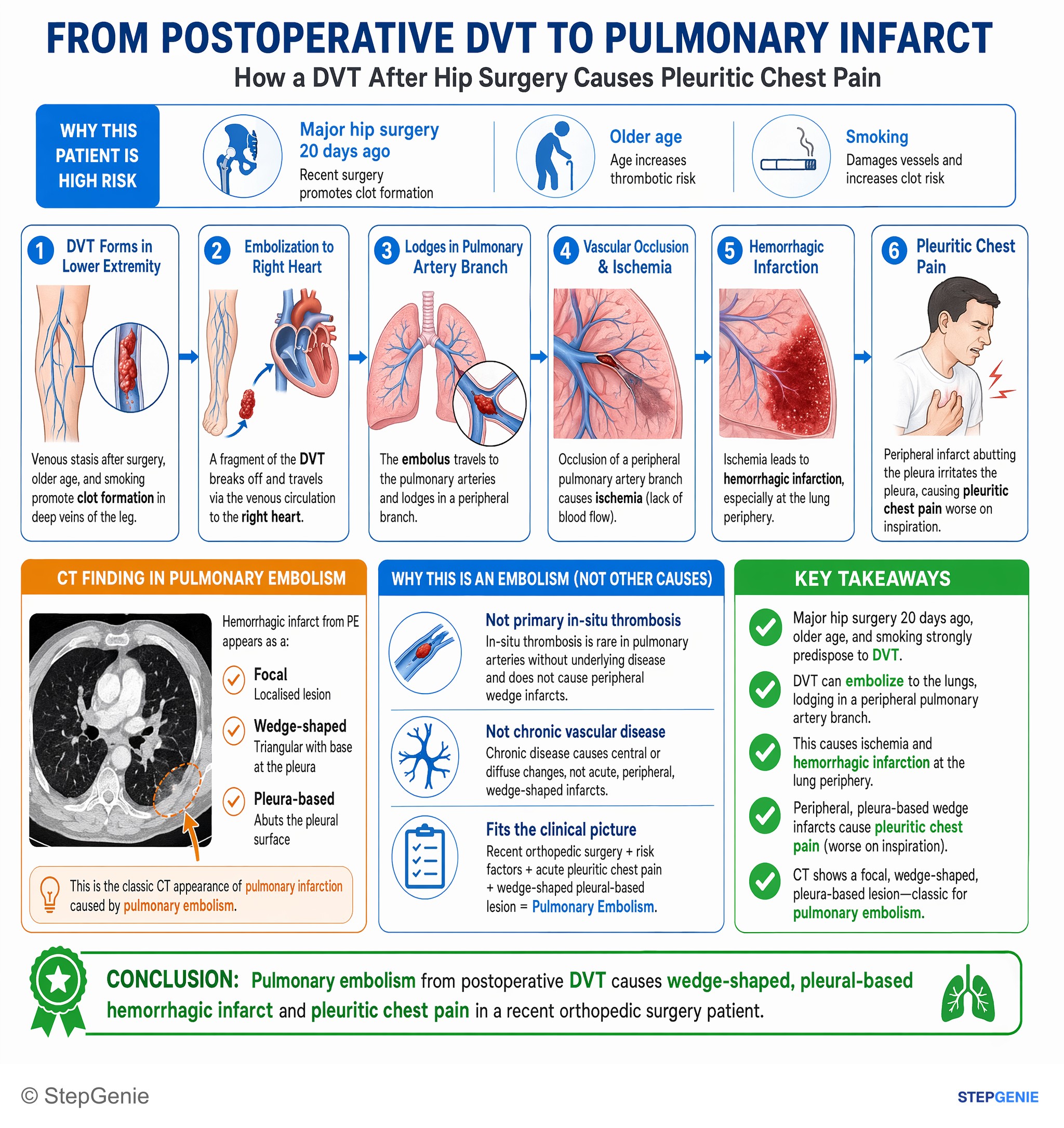 DVT/PE — StepGenie USMLE Step 1 explanation infographic