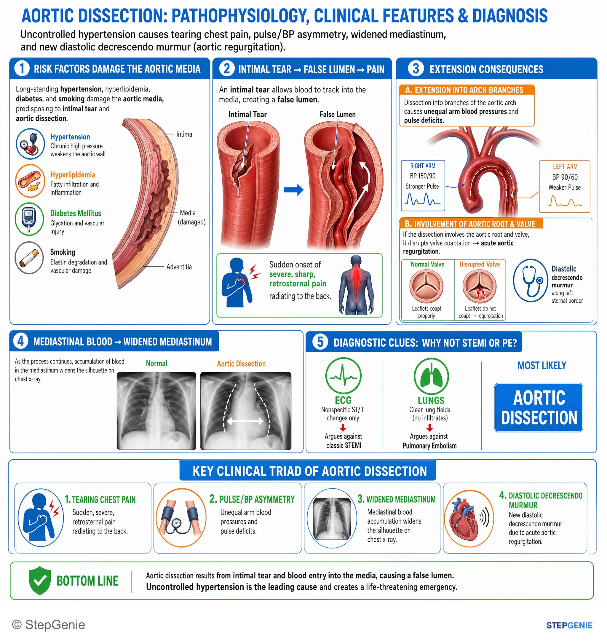 Aortic and peripheral artery diseases — StepGenie USMLE Step 2 explanation infographic