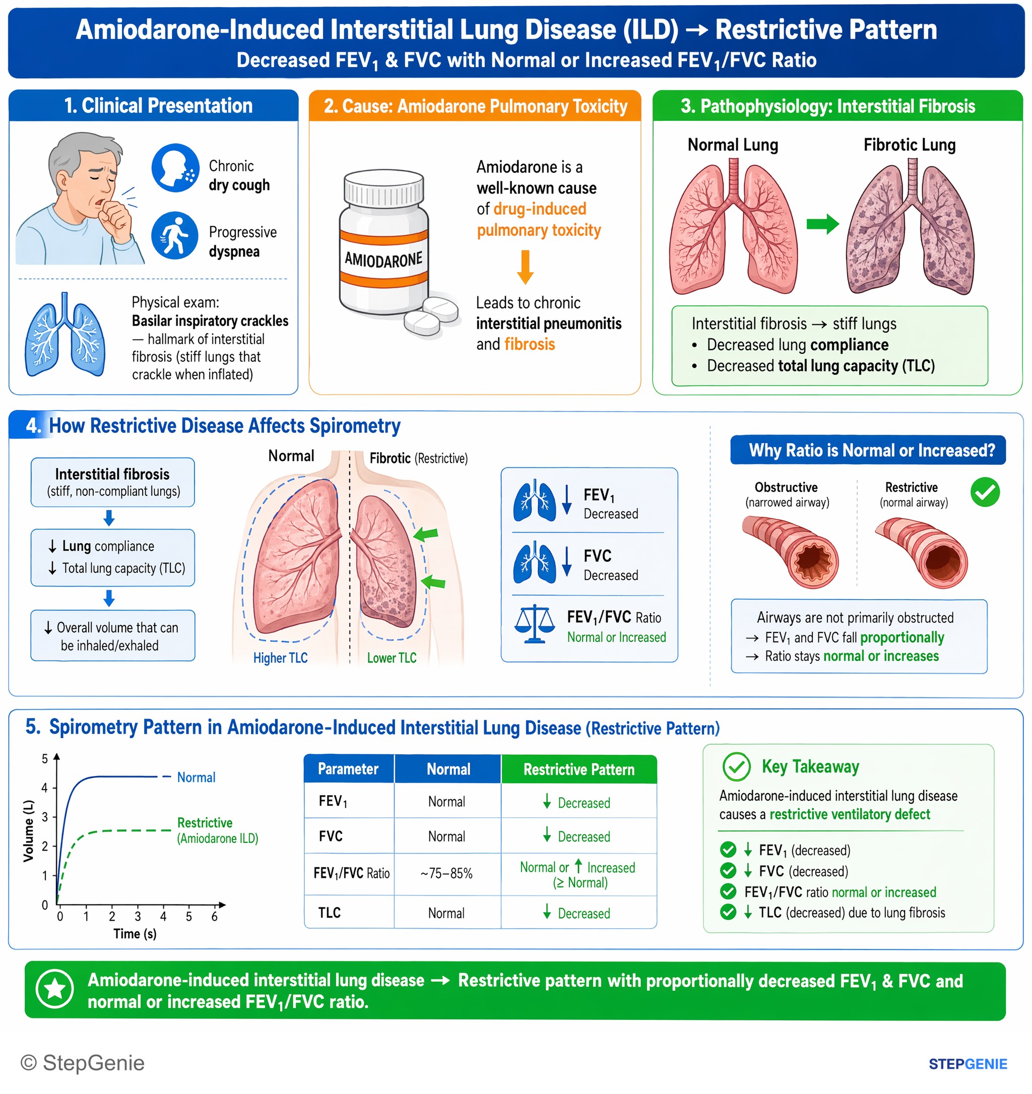 Pulmonary & Critical Care — StepGenie USMLE Step 1 explanation infographic
