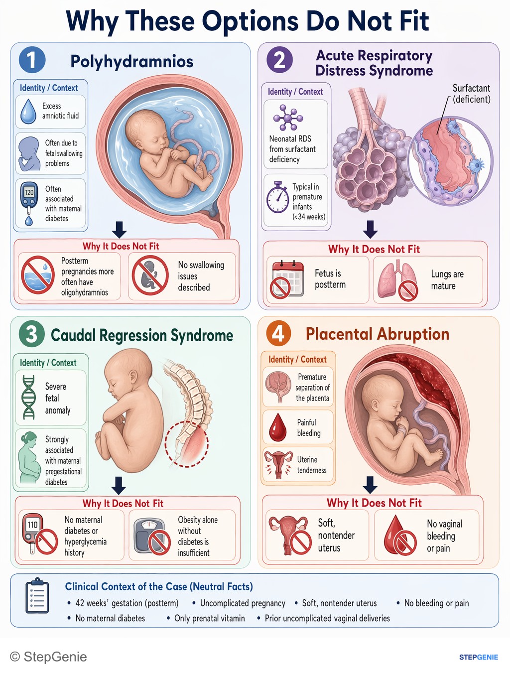Why the other options are wrong: Postterm pregnancy (>41–42 weeks) increases risk of meconium aspiration due to fetal stress and passage of meconium in utero.